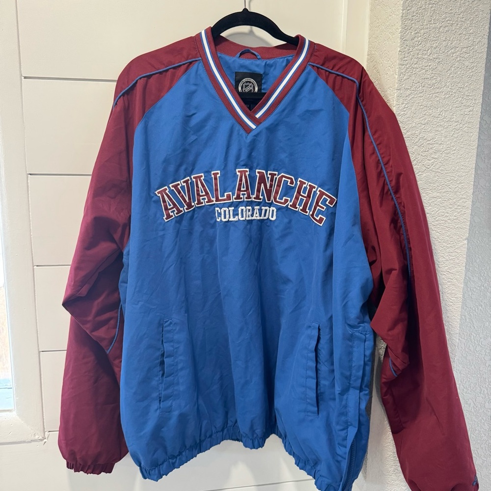 Blue and red Colorado Avalanche pullover windbreaker jacket